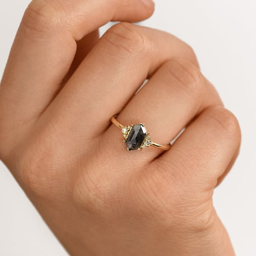 Ring mit einem Salt and Pepper Diamanten in Hexagonform Lanre