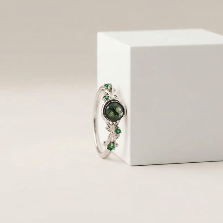Bezaubernder Ring mit Moosachat Nikoleta 170850