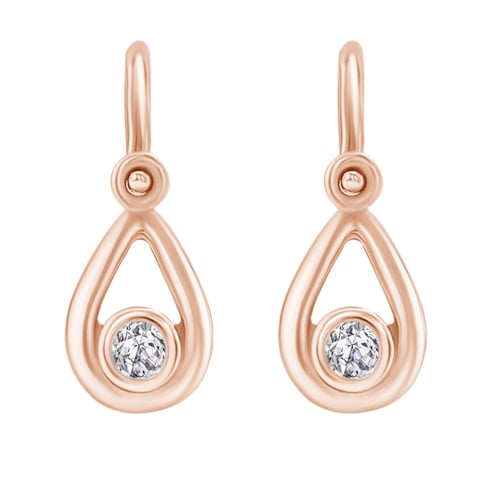 Goldene Kinderohrringe in Tropfenform mit Lab Grown Diamanten Cinderella