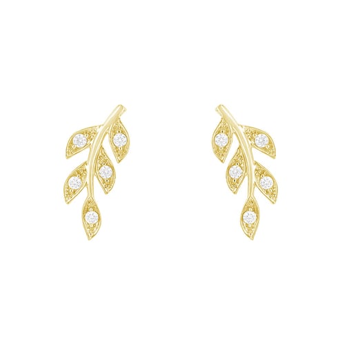 Silberne Ohrstecker in Form von Blättern mit Lab Grown Diamanten Jooa