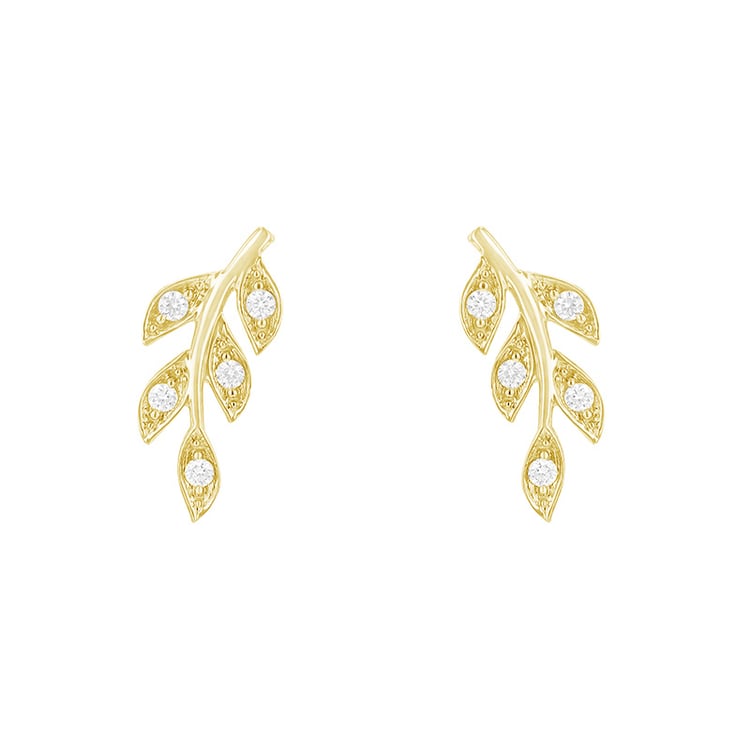 Silberne Ohrstecker in Form von Blättern mit Lab Grown Diamanten Jooa 104122