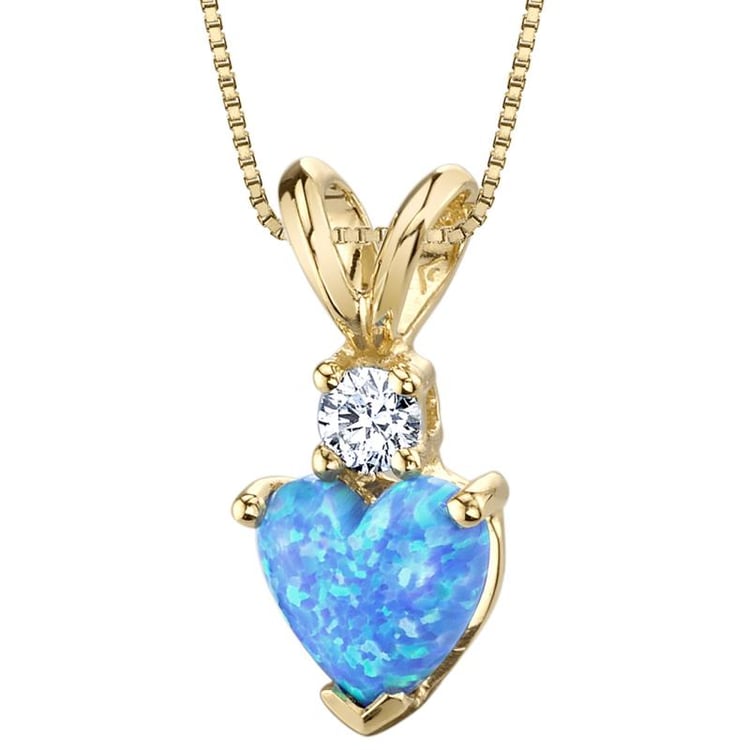 Goldener Anhänger mit blauem Opal-Herz und Diamant Dorevie 22991