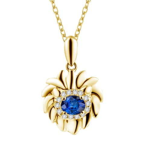 Anhänger im Sternzeichen Löwe mit Saphir und Diamant Leon