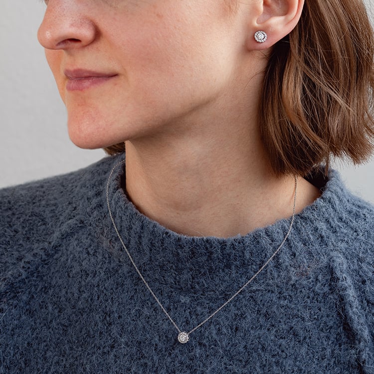 Halskette im Halo Stil mit 0.30ct IGI-zertifiziertem Lab Grown Diamanten Vicky 132819