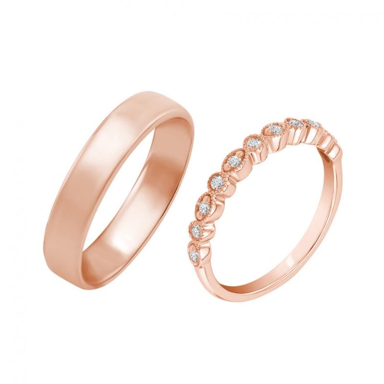 Hochzeit Rosegold Ringe Eternity und flatter 36504