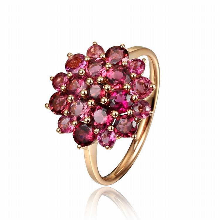 Turmalin Goldring im Blumen-Form 4730