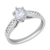 Verlobungsring mit Moissanit und Diamanten Mita