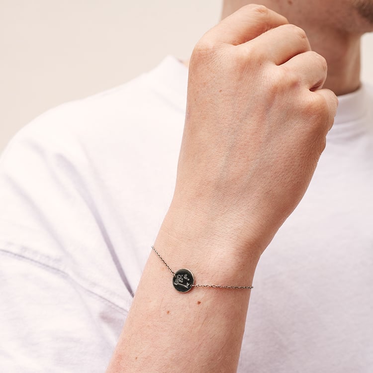 Silbernes Armband Der Kleine Prinz mit Fuchs und Gravur 122903