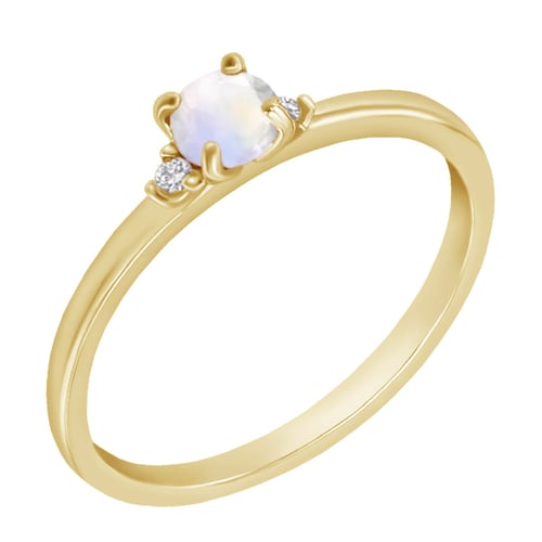 Goldener Verlobungsring mit Mondstein und Diamanten Hye