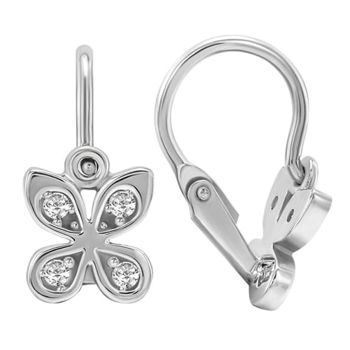 Kinderohrringe aus Gold in Form eines Schmetterlings mit Lab Grown Diamanten Madeleine
