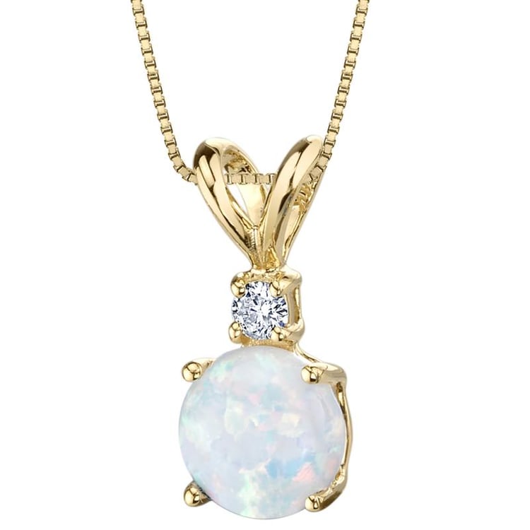 Anhänger mit weißem Opal und Diamanten Emolyna