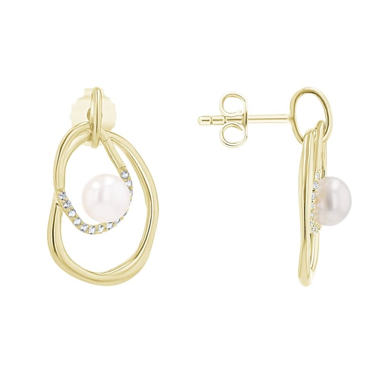 Silberne Perlenohrringe mit weißen Topasen 163982