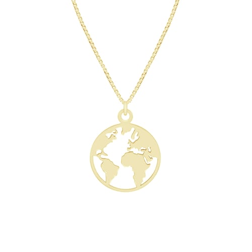 Minimalistischer Silberanhänger mit Weltkarte World