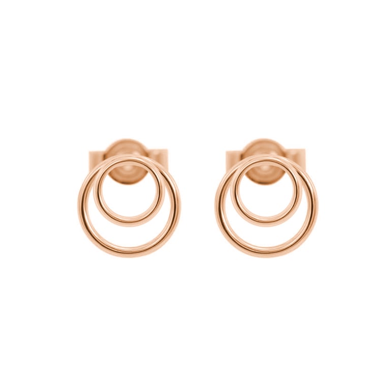 Goldene Ohrstecker mit zwei Ringen Signife 40276