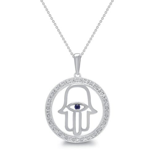 Anhänger in Form einer Hand mit Saphir Hamsa