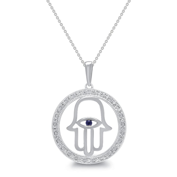 Anhänger in Form einer Hand mit Saphir Hamsa 68098