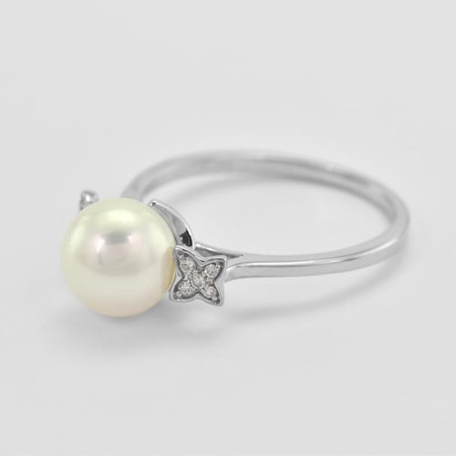 Perlenring mit Diamanten Zarina