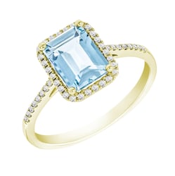 Goldener Diamantring mit Aquamarin Oceane