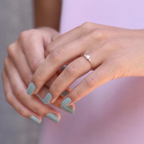 Eleganter Silberring mit einer Perle und Lab Grown Diamanten Azana