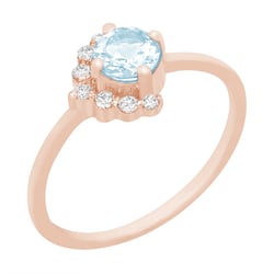 Goldener Ring mit Aquamarin und Diamanten Ammiel