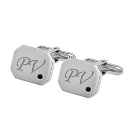 Silberne Manschettenknöpfe mit Gravur und schwarzen Diamanten Meissa