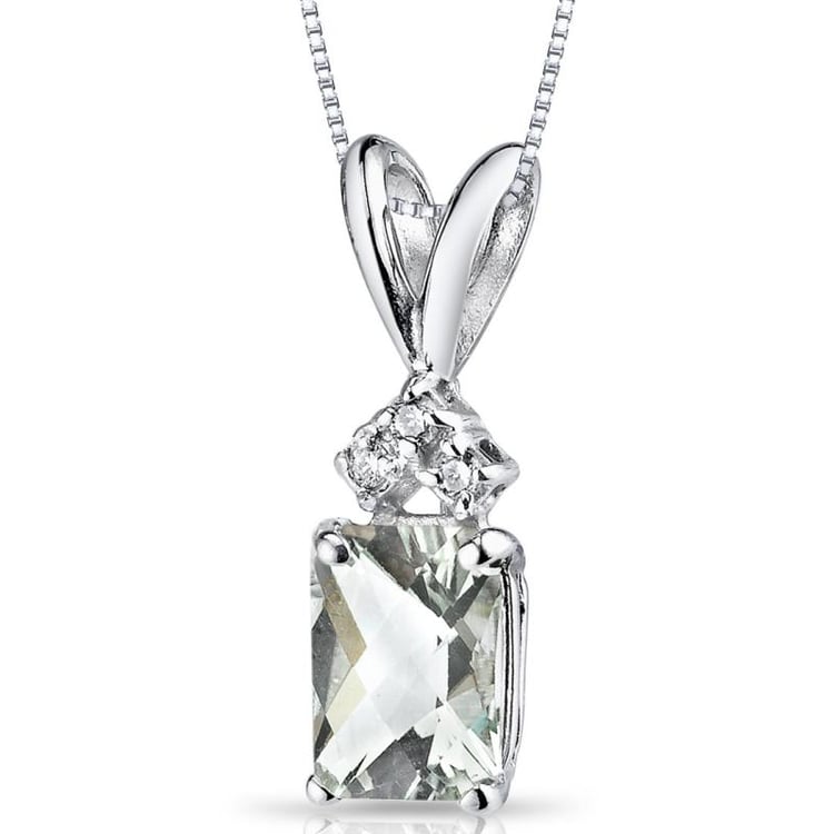 Goldene Halskette mit Diamanten und grünem Amethyst 20110