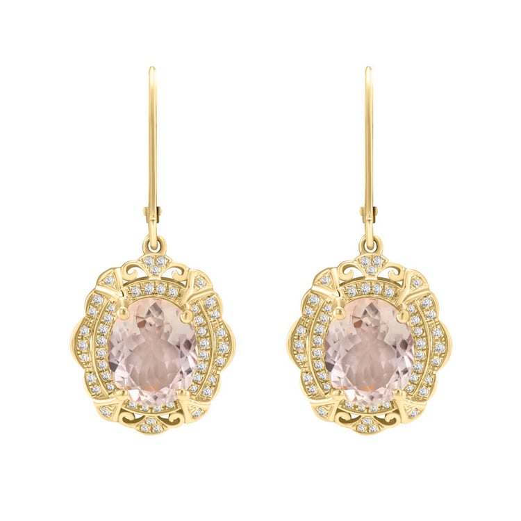 Goldene Ohrringe mit Morganit und Diamanten Moul 32505