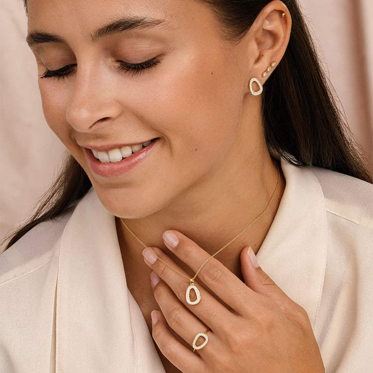 Goldener Anhänger mit Lab Grown Diamanten Evie 161449