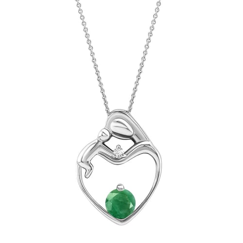 Anhänger Mutter und Kind mit Smaragd und Diamanten Ella