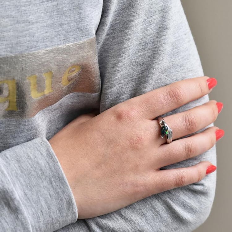 Ring in Silber mit schwarzem Opal Siewa 42604