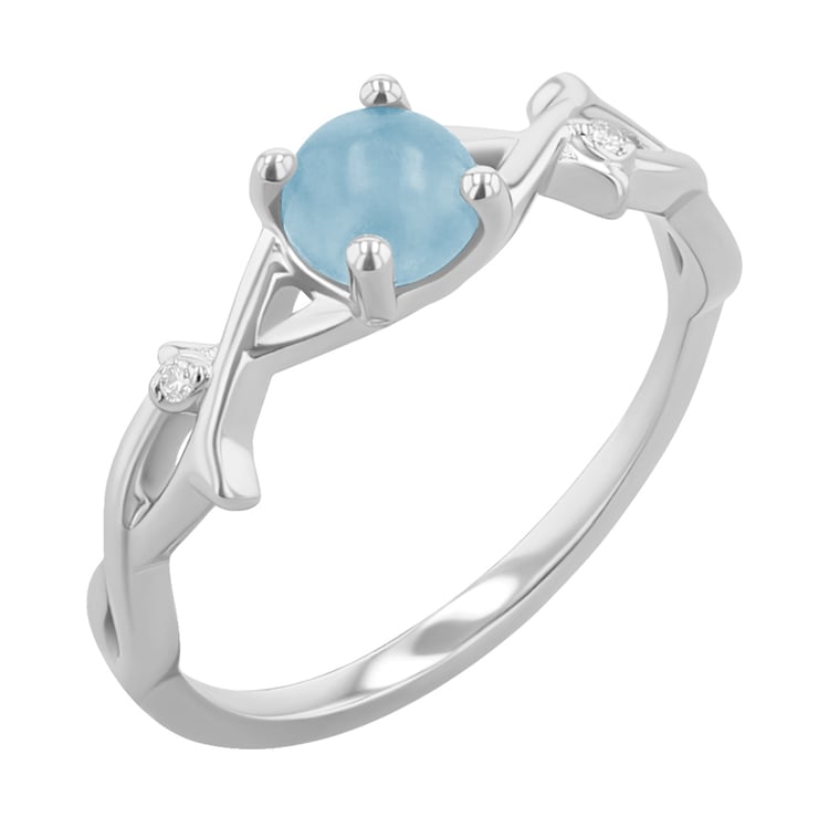 Ring mit einem Cabochon Aquamarin und Diamanten Makena