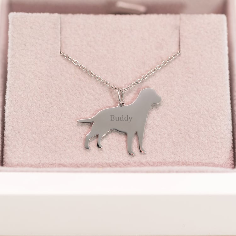 Silberner Anhänger in Form eines Hundes mit Gravur Labrador Retriever 98936