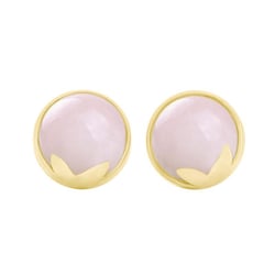 Goldene Ohrstecker mit Cabochon Rosenquartz Erica