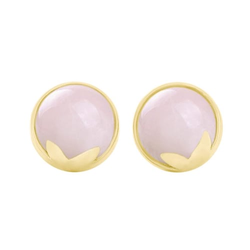 Goldene Ohrstecker mit Cabochon Rosenquartz Erica