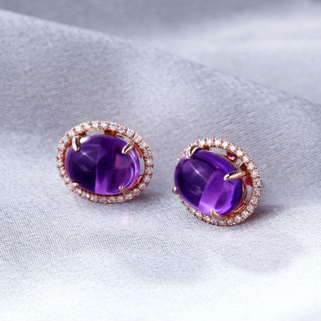 Amethyst Ohrringe mit Diamanten 2110