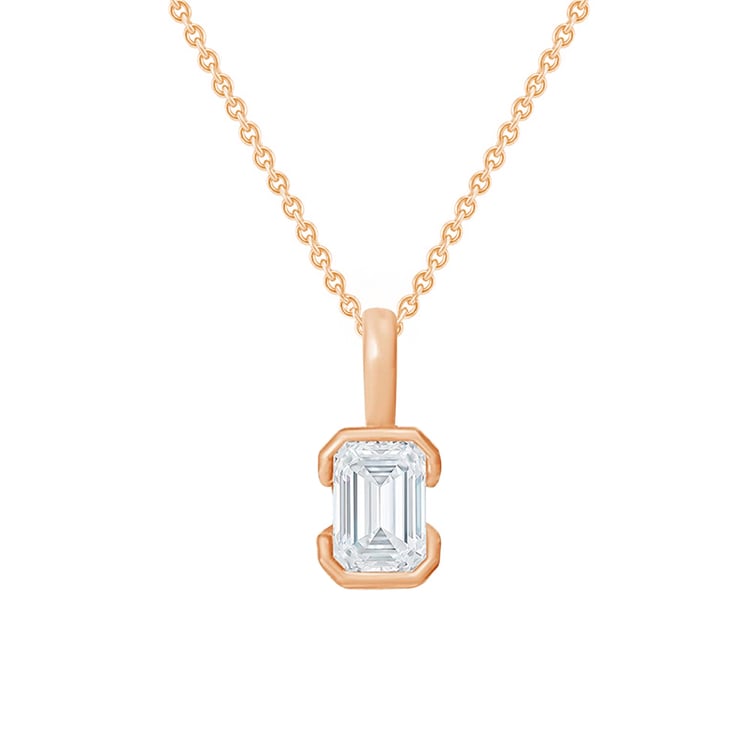 Minimalistischer Anhänger aus Gold mit einem Diamanten in Emerald-Form Lias 163681