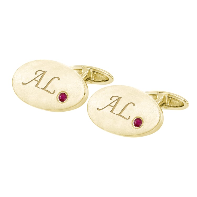Rubin-Manschettenknöpfe mit Gravur Nihal