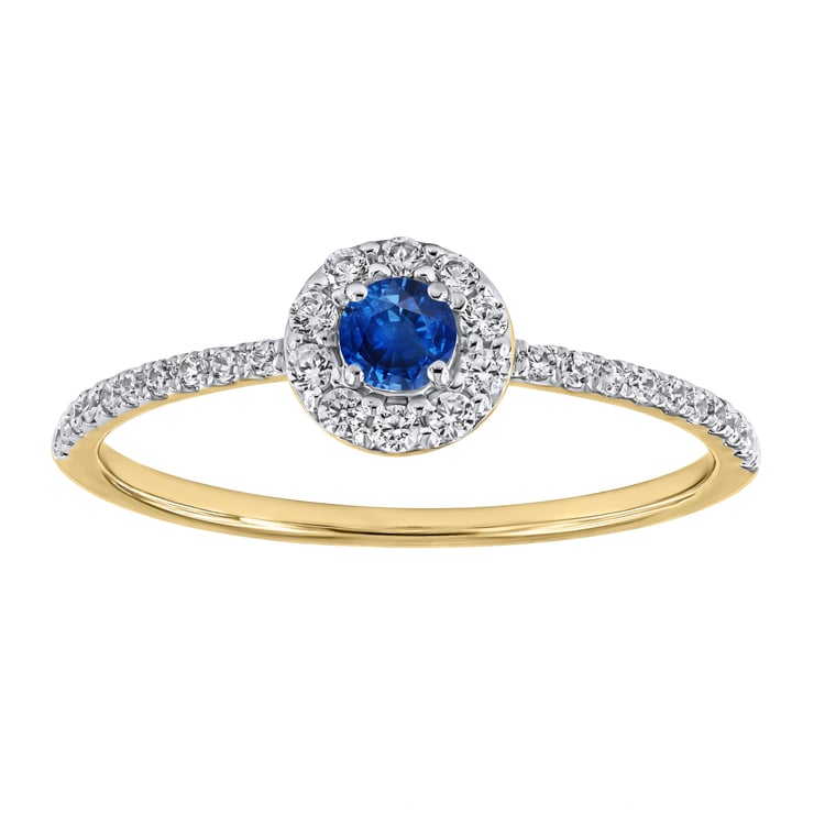 Silber Halo-Ring mit blauem Saphir und Lab Grown Diamanten Lys 169032