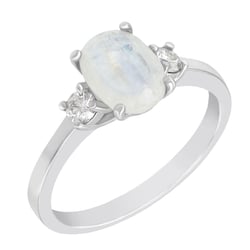 Goldring mit Mondstein und Moissanit Letty