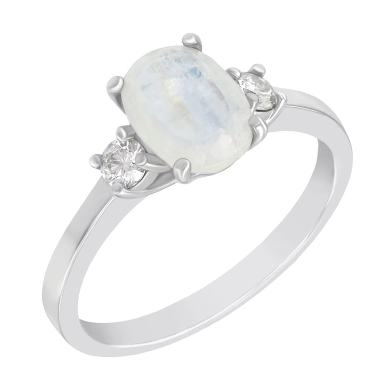 Goldring mit Mondstein und Moissanit Letty