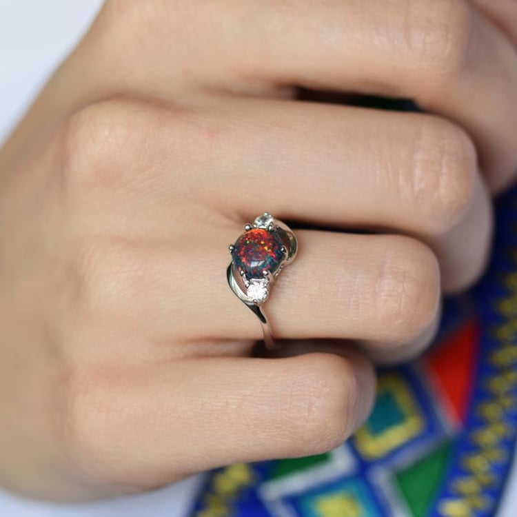 Silberring mit schwarzem Opal Jimena 14113