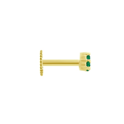 Goldener Piercing Ohrstecker mit Smaragden Masha
