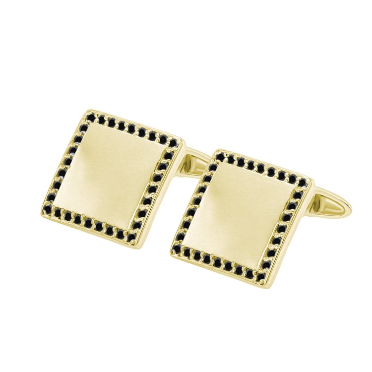 Quadrat-Manschettenknöpfe aus Gold mit schwarzen Diamanten Urban 60276