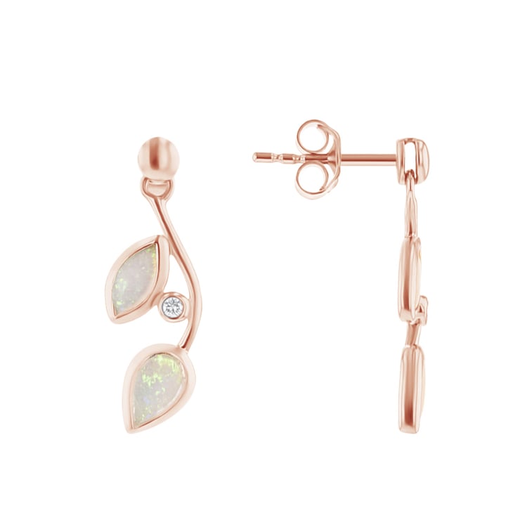 Ohrstecker mit Opalen in Blattform und Diamanten Corbett 111437