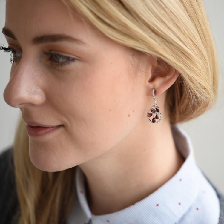 Silberne Ohrringe voller Granate Sisia 11039