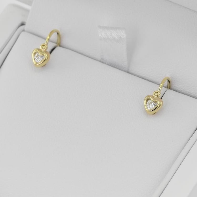 Goldene Kinderohrringe in Herzform mit Lab Grown Diamanten Aurora 145065