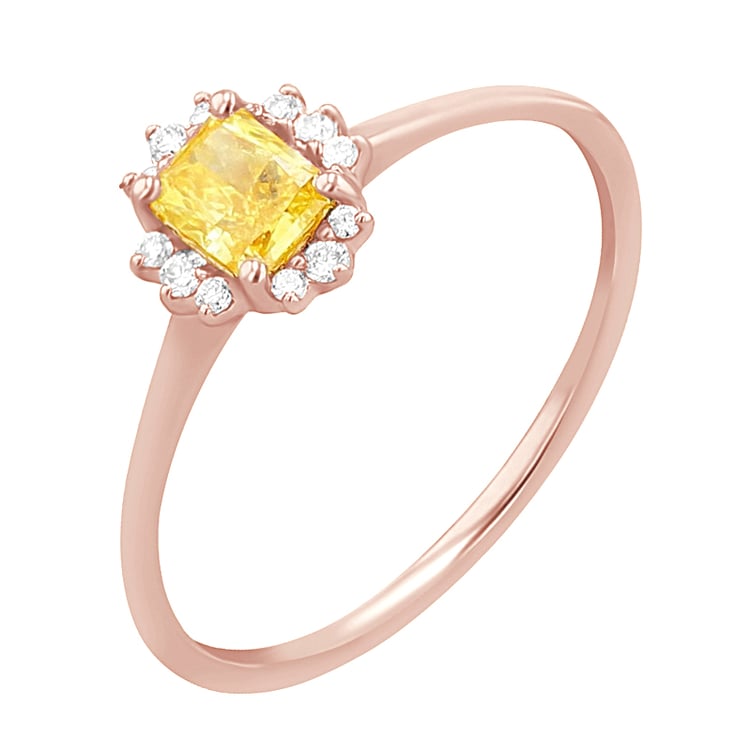 Halo-Ring mit einem IGI zertifizierten 0.32 ct gelben Lab Grown Diamanten Jolyon 141375