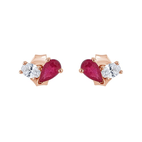 Schmuckset Toi et Moi mit Rubin und Lab Grown Diamant Ethelmary
