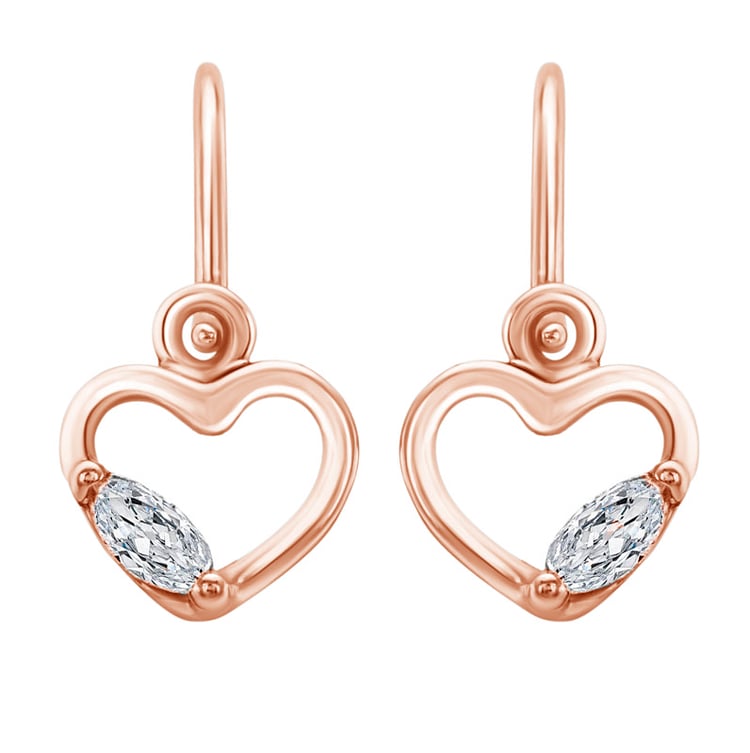 Goldene Kinderohrringe in Herzform mit weißen Saphiren Anastasia 46991