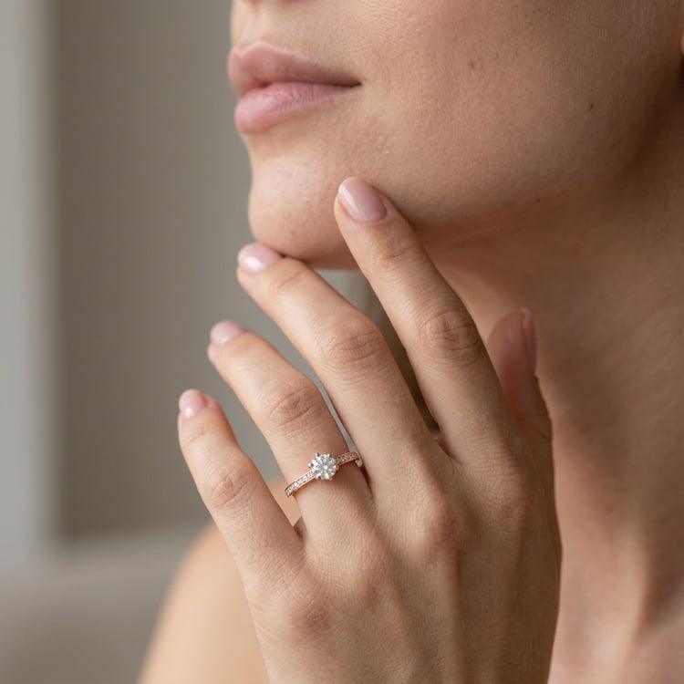 Silberner Ring mit Moissaniten Vanan 168726